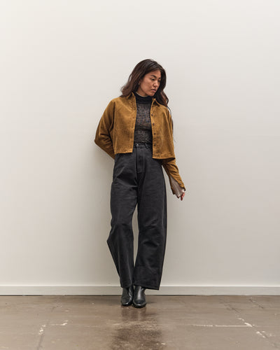7115 by Szeki Corduroy 3/4 Cropped Shirt Jacket, Sepia Brown