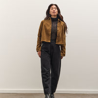 7115 by Szeki Corduroy 3/4 Cropped Shirt Jacket, Sepia Brown