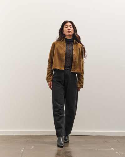 7115 by Szeki Corduroy 3/4 Cropped Shirt Jacket, Sepia Brown