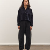 7115 by Szeki Corduroy 3/4 Cropped Shirt Jacket, Black
