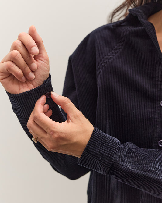 7115 by Szeki Corduroy 3/4 Cropped Shirt Jacket, Black