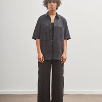 7115 by Szeki Double Pocket Shirt, Textured Black