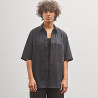 7115 by Szeki Double Pocket Shirt, Textured Black