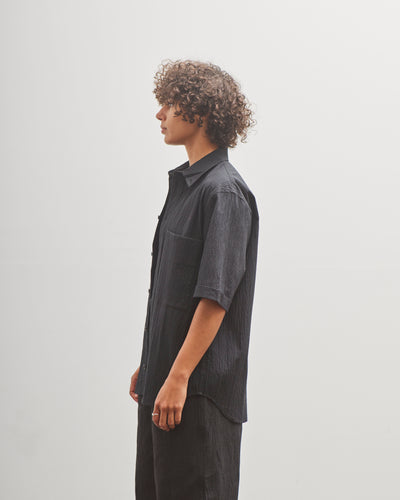 7115 by Szeki Double Pocket Shirt, Textured Black