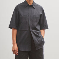 7115 by Szeki Double Pocket Shirt, Textured Black