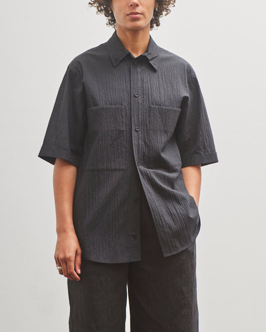 7115 by Szeki Double Pocket Shirt, Textured Black