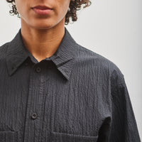 7115 by Szeki Double Pocket Shirt, Textured Black