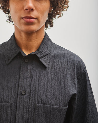 7115 by Szeki Double Pocket Shirt, Textured Black