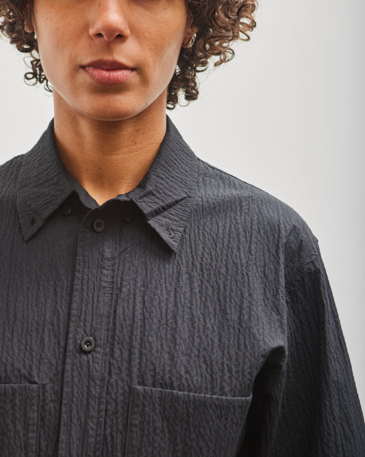 7115 by Szeki Double Pocket Shirt, Textured Black
