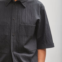 7115 by Szeki Double Pocket Shirt, Textured Black