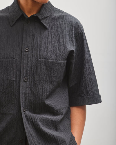 7115 by Szeki Double Pocket Shirt, Textured Black