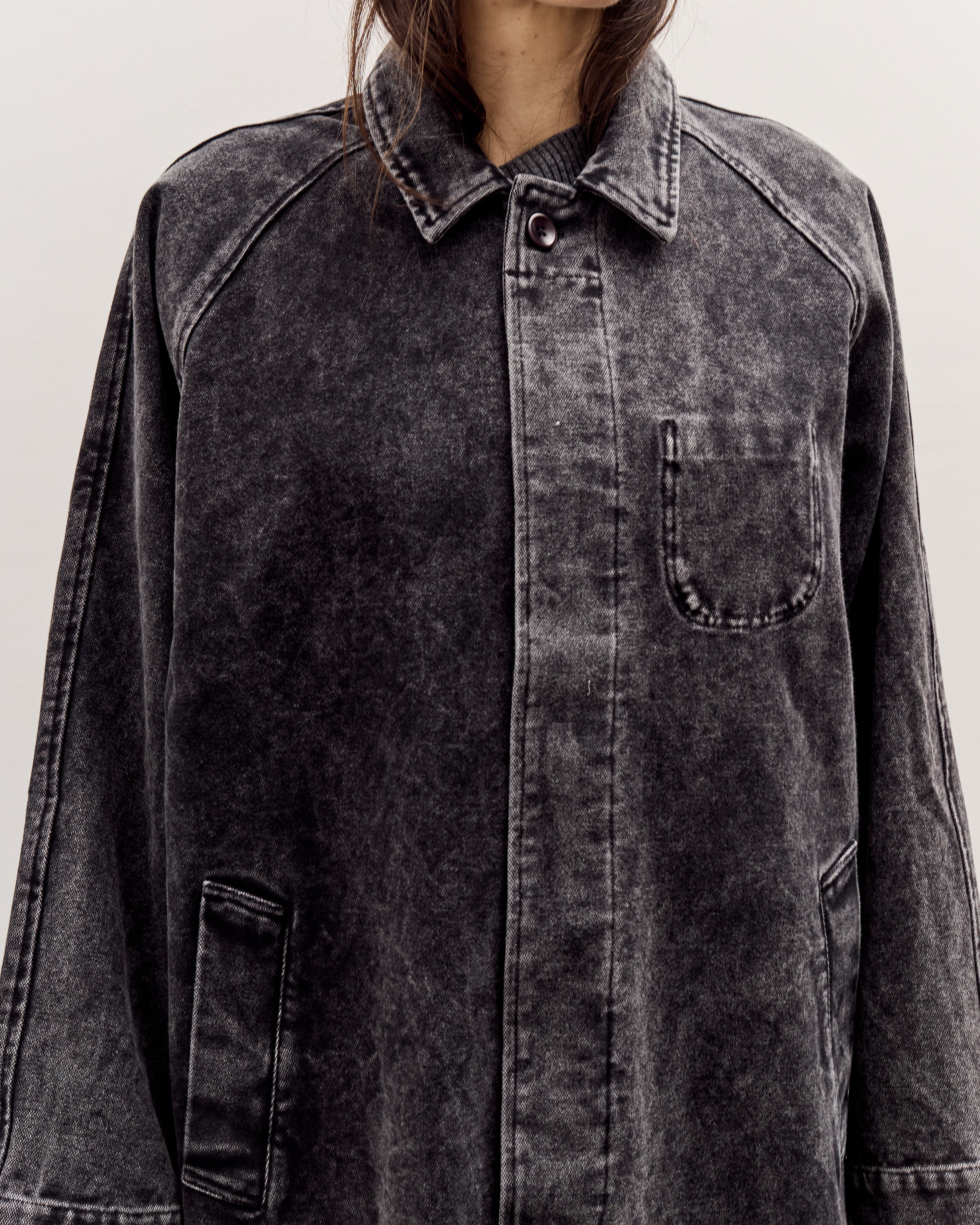 7115 by Szeki Fall Duster, Spotted Washed Black – Glasswing