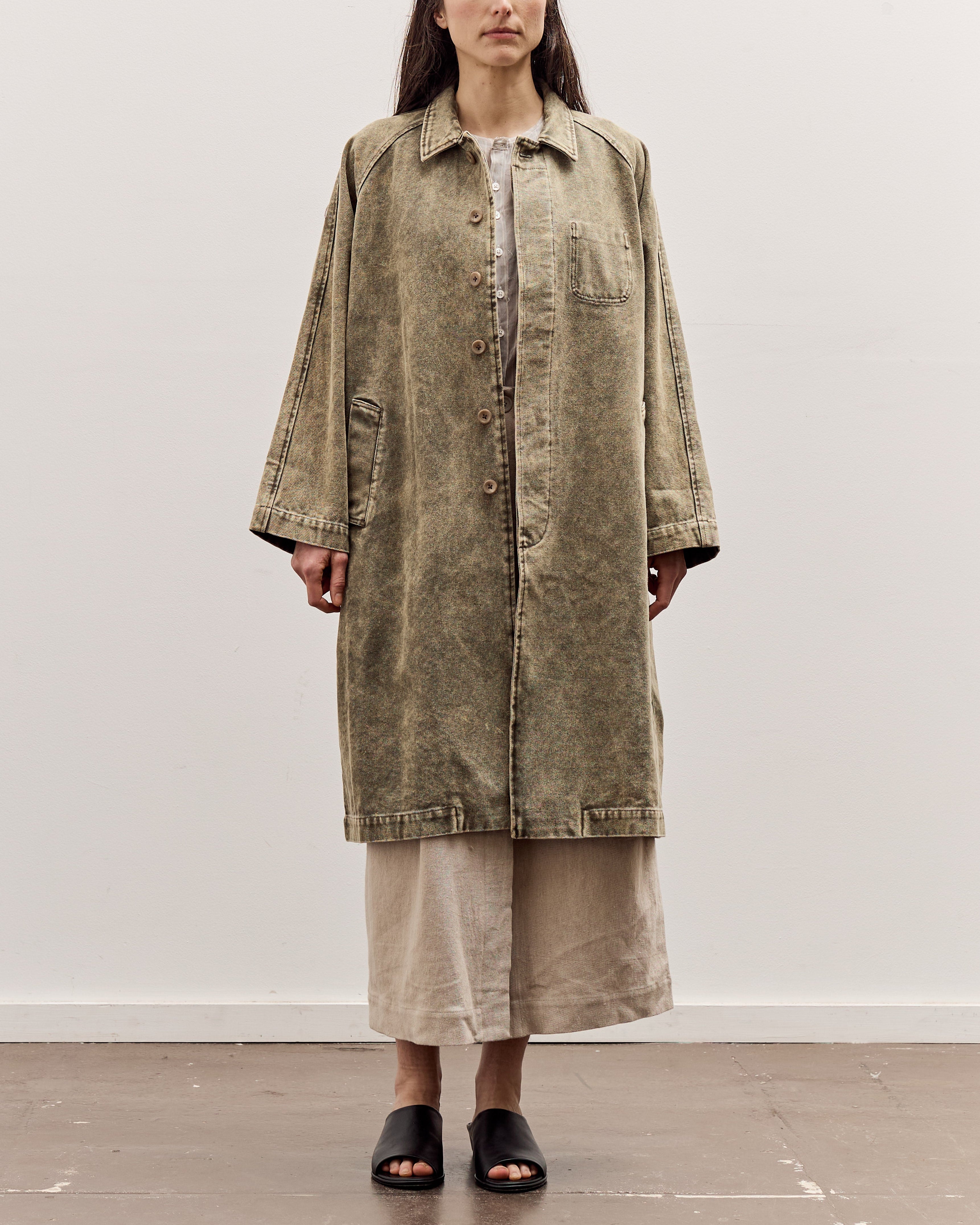 f*e様 【希少】17SS Stone  Long Sleeved 7115 by Szeki Fall Duster, Spotted Washed Olive – Glasswing