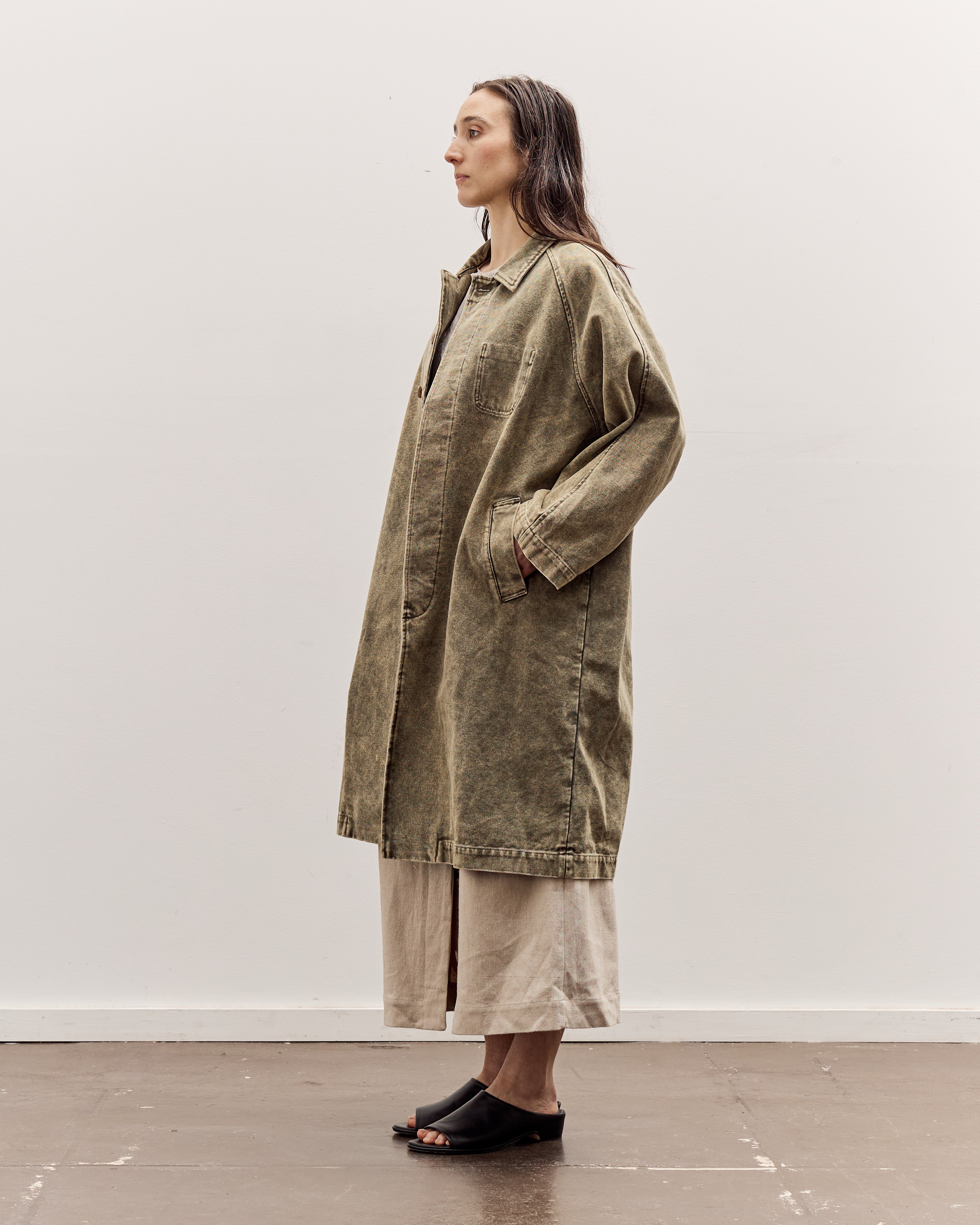 7115 by Szeki Fall Duster, Spotted Washed Olive – Glasswing