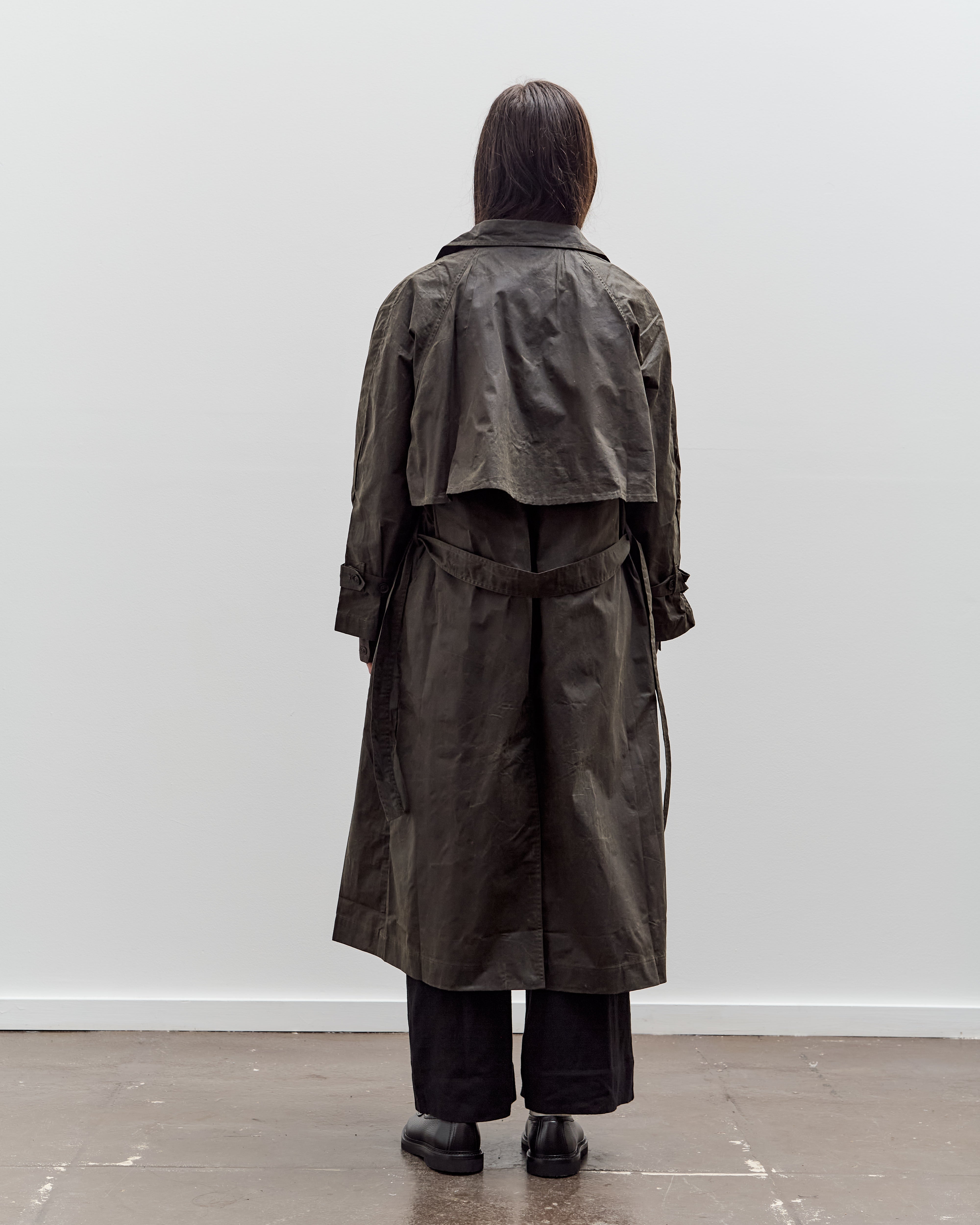 7115 by Szeki Long Rain Trench, Waxed Edition, Deep Olive – Glasswing