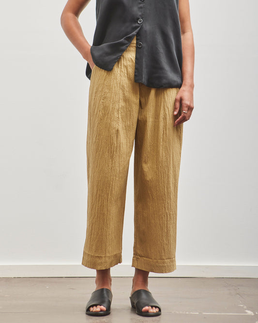 7115 by Szeki Signature Pleated Trouser, Textured Dijon
