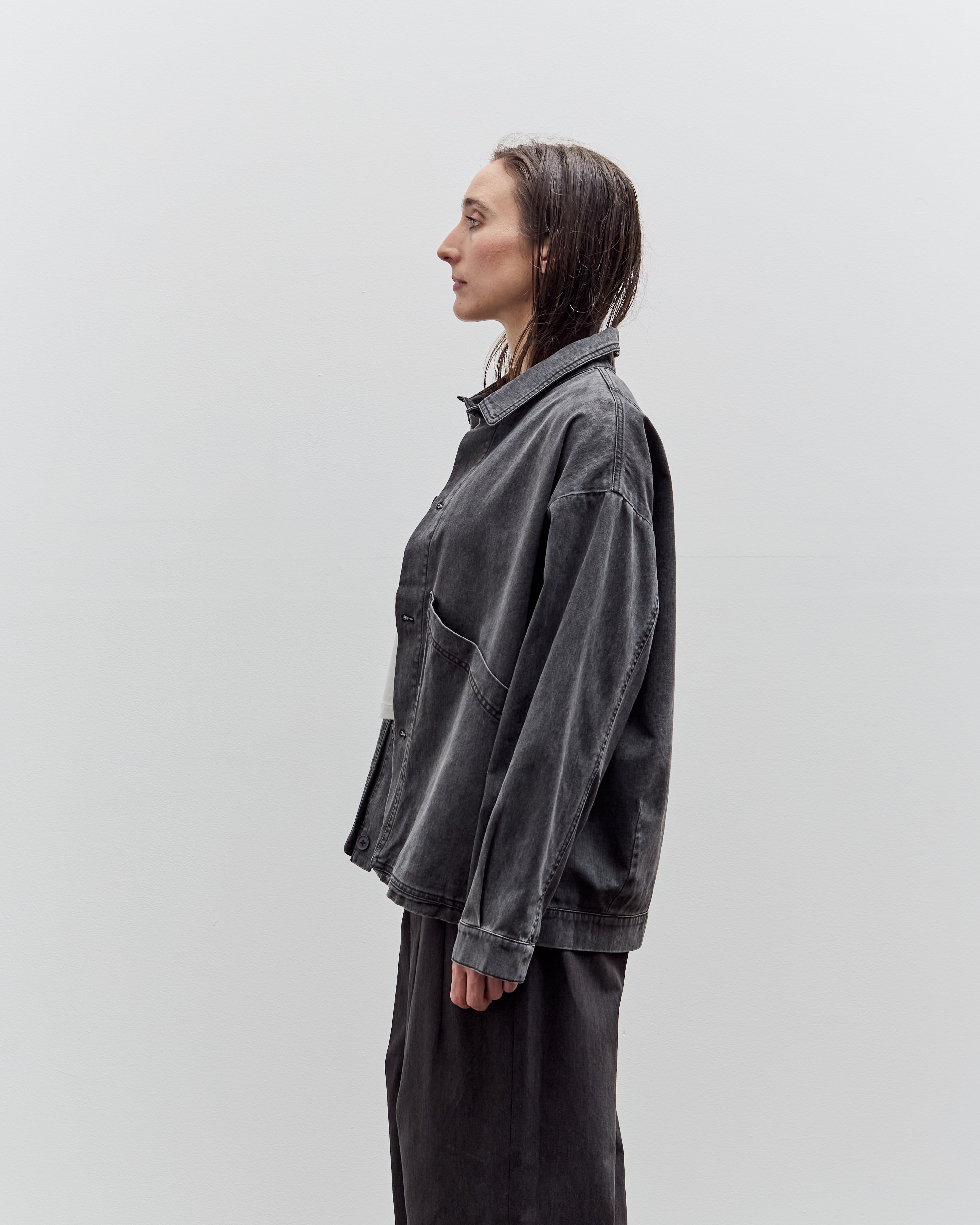 7115 by Szeki Signature Panel Pockets Jacket, Washed Black – Glasswing