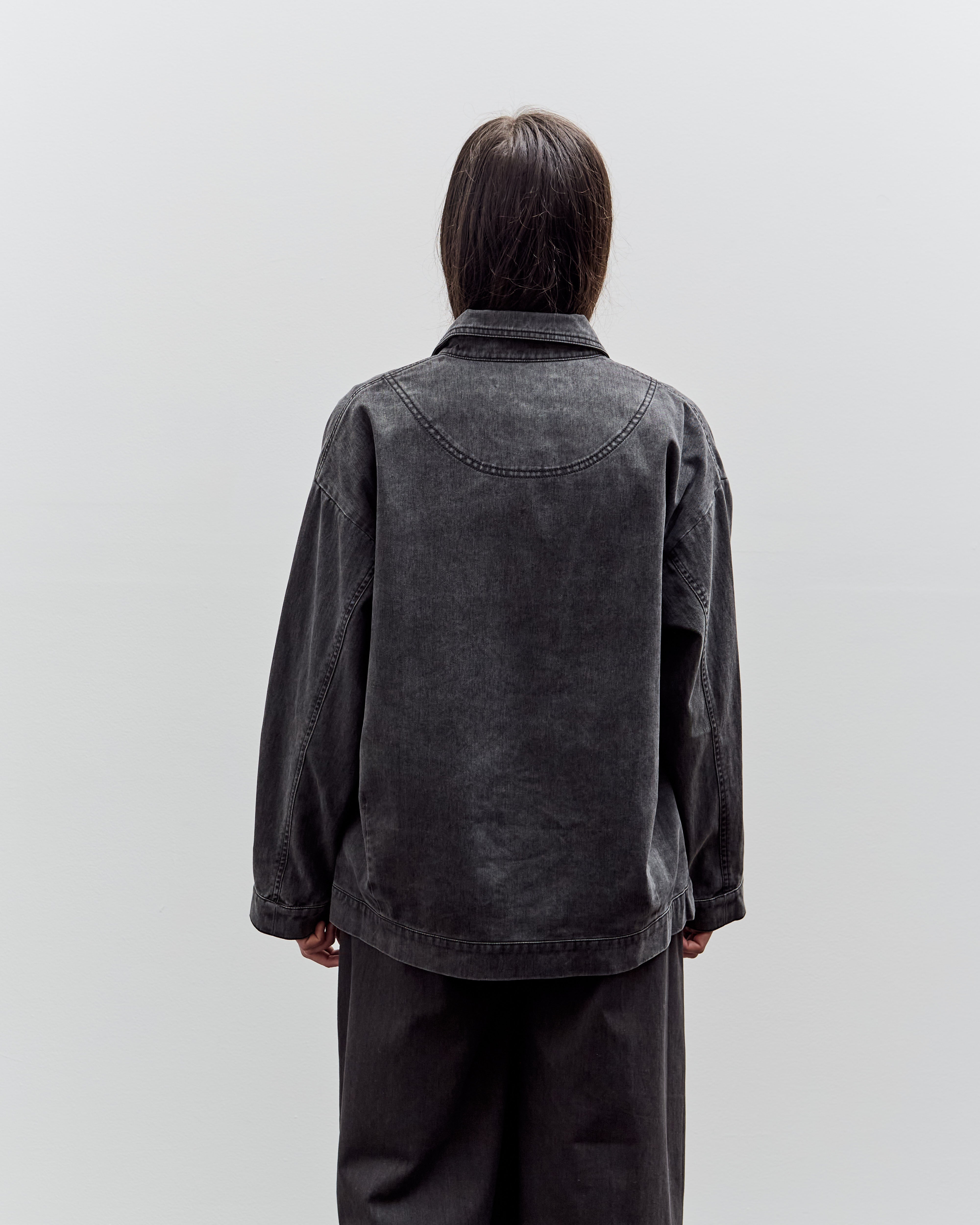 7115 by Szeki Signature Panel Pockets Jacket, Washed Black – Glasswing