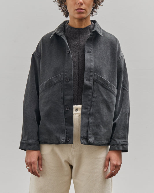 7115 by Szeki Signature Panel Pockets Shirt Jacket, Washed Black