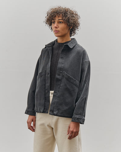 7115 by Szeki Signature Panel Pockets Shirt Jacket, Washed Black