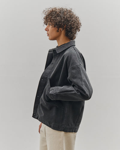 7115 by Szeki Signature Panel Pockets Shirt Jacket, Washed Black