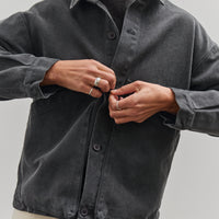 7115 by Szeki Signature Panel Pockets Shirt Jacket, Washed Black