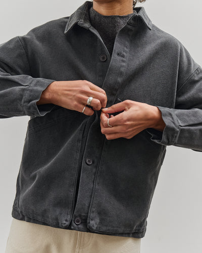 7115 by Szeki Signature Panel Pockets Shirt Jacket, Washed Black