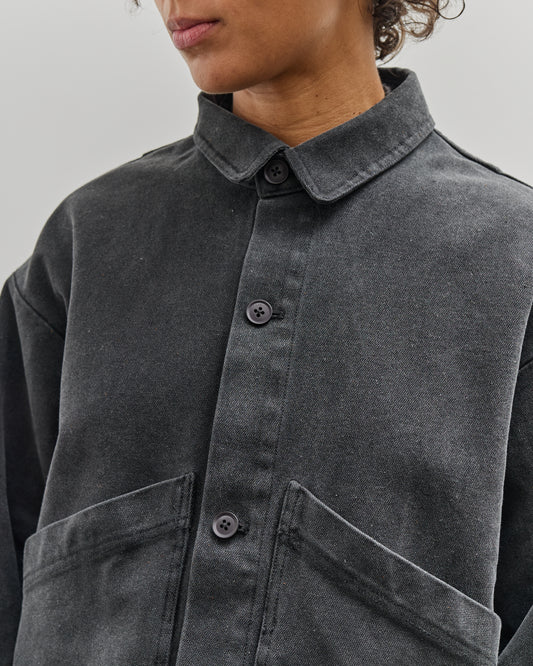 7115 by Szeki Signature Panel Pockets Shirt Jacket, Washed Black