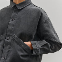 7115 by Szeki Signature Panel Pockets Shirt Jacket, Washed Black