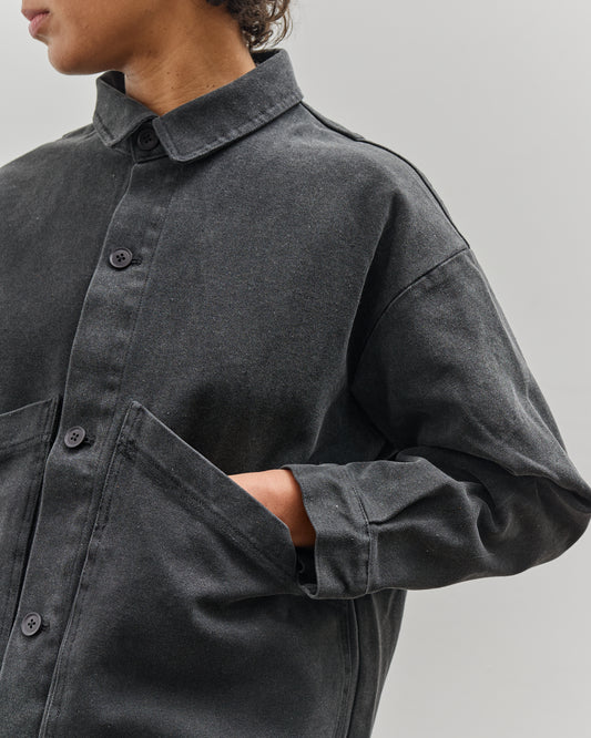 7115 by Szeki Signature Panel Pockets Shirt Jacket, Washed Black