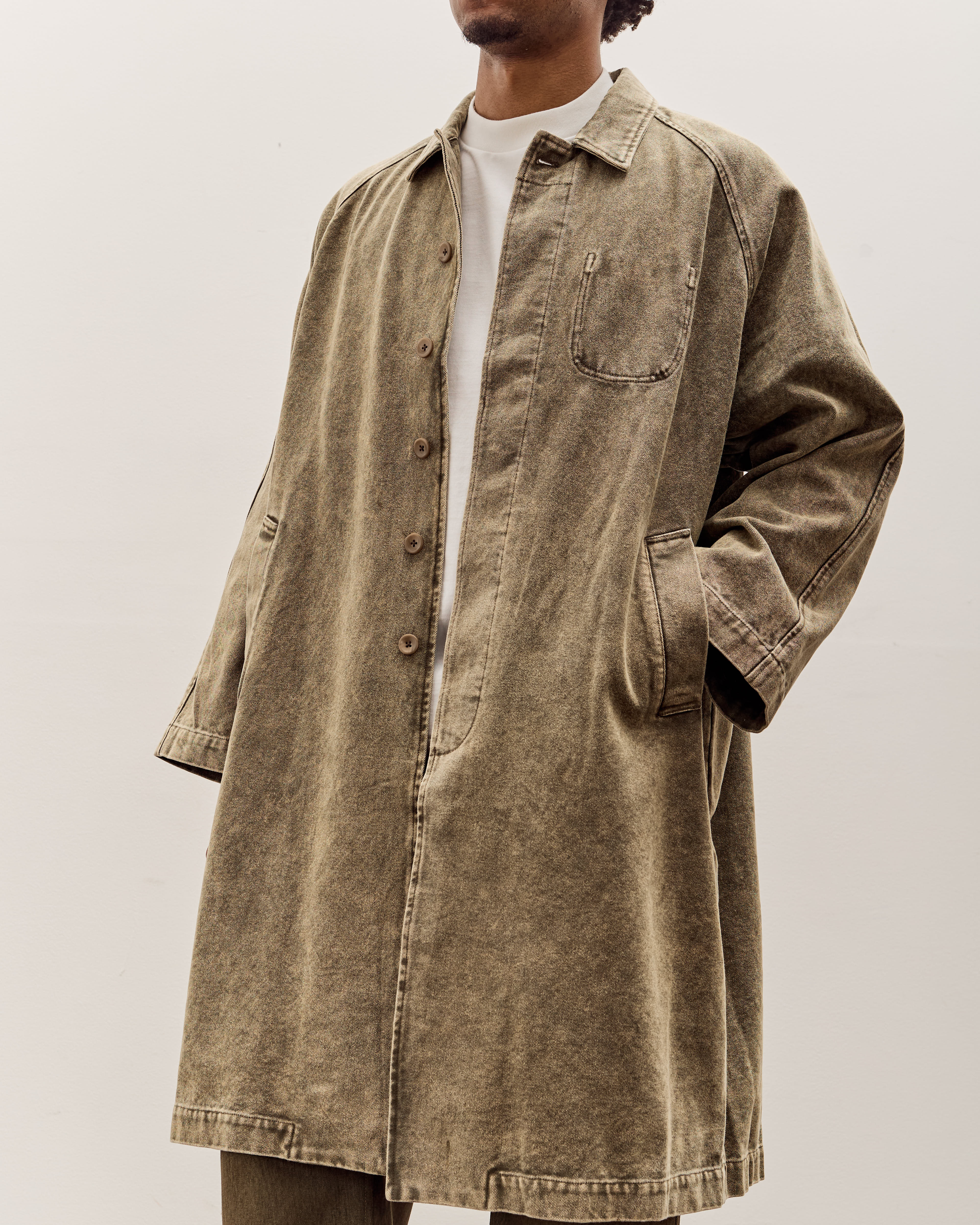 Fall Duster Unisex, Spotted Washed Olive – Glasswing