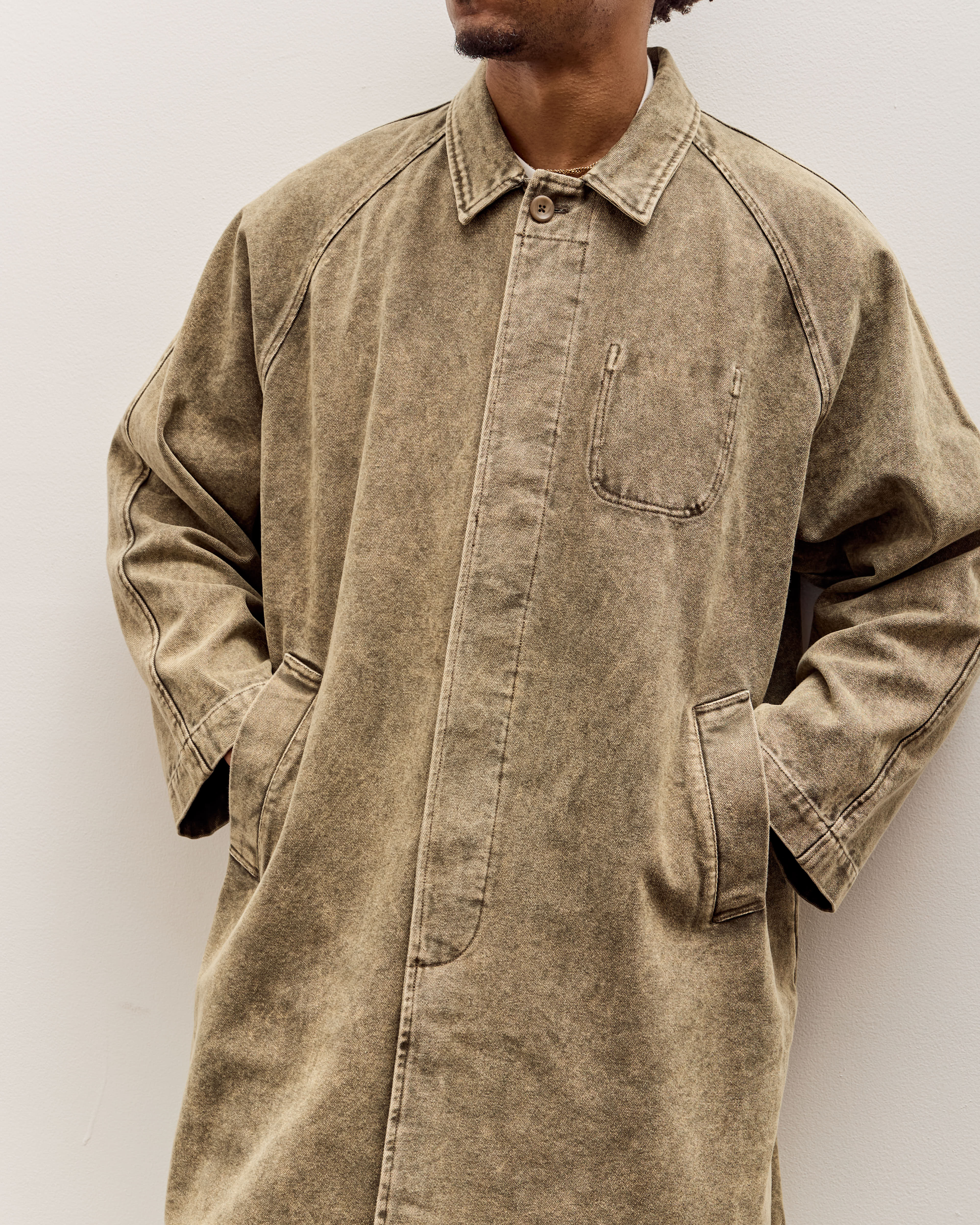 Fall Duster Unisex, Spotted Washed Olive – Glasswing