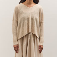 7115 by Szeki V-Neck Sweater, Sand Beige