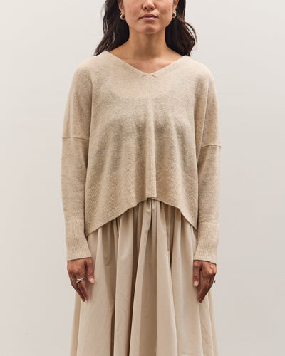 7115 by Szeki V-Neck Sweater, Sand Beige