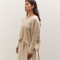 7115 by Szeki V-Neck Sweater, Sand Beige