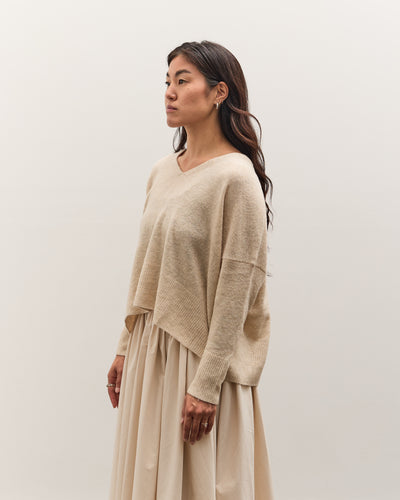 7115 by Szeki V-Neck Sweater, Sand Beige