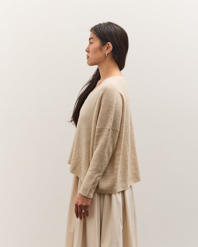7115 by Szeki V-Neck Sweater, Sand Beige