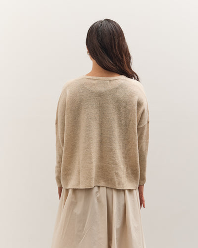7115 by Szeki V-Neck Sweater, Sand Beige