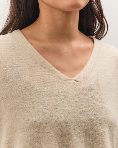 7115 by Szeki V-Neck Sweater, Sand Beige