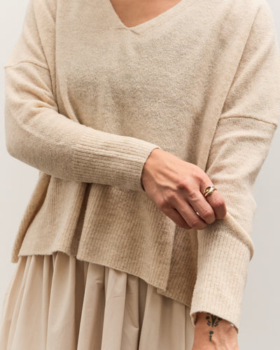 7115 by Szeki V-Neck Sweater, Sand Beige