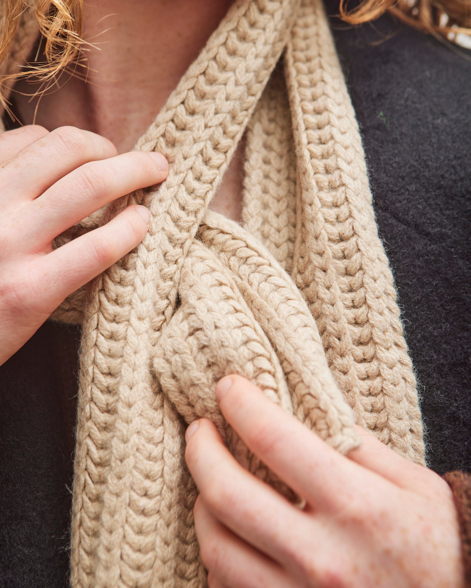 7115 by Szeki Signature Cross Scarf, Almond – Glasswing