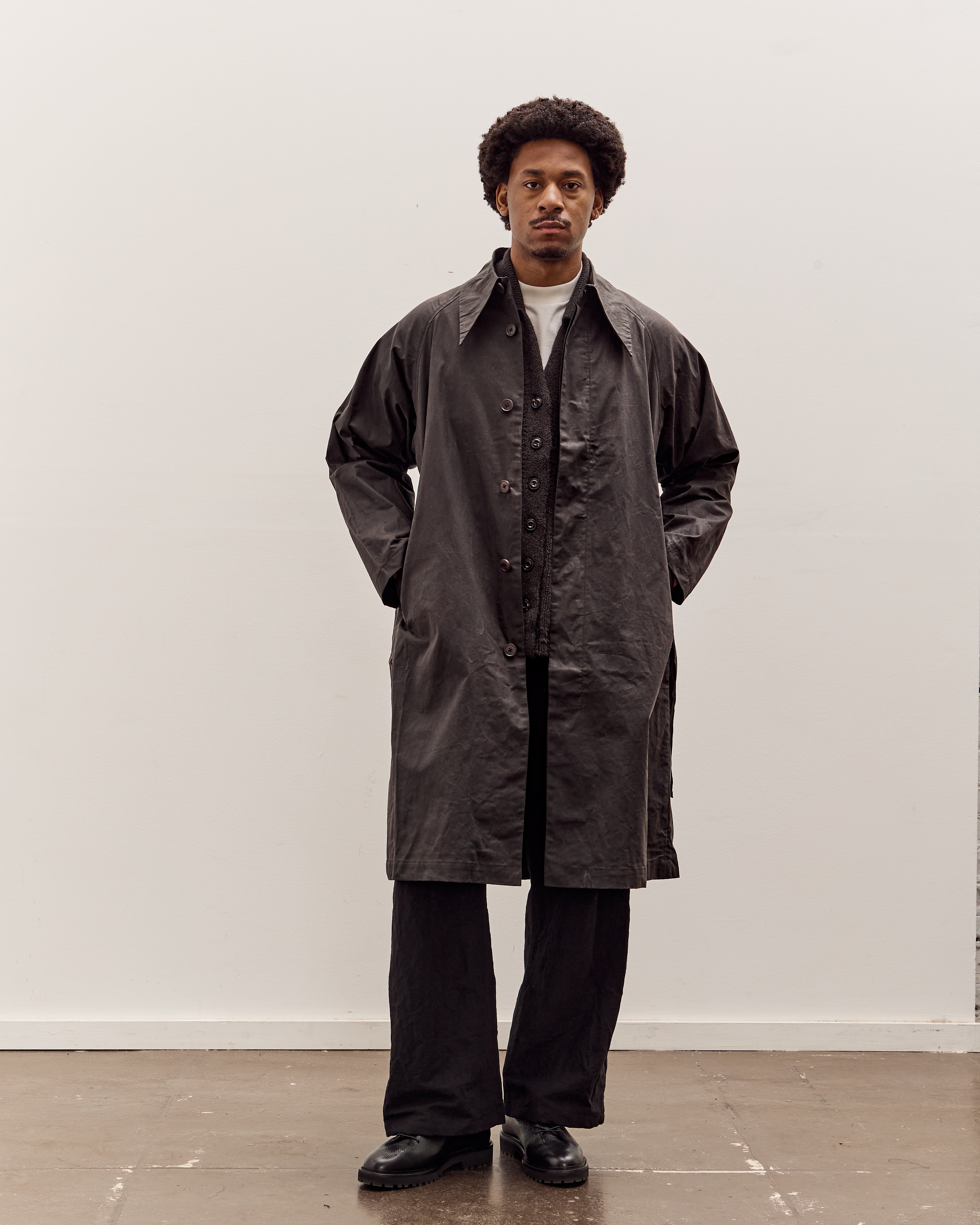 7115 by Szeki Spring Trench Overcoat - Waxed Edition, Charcoal