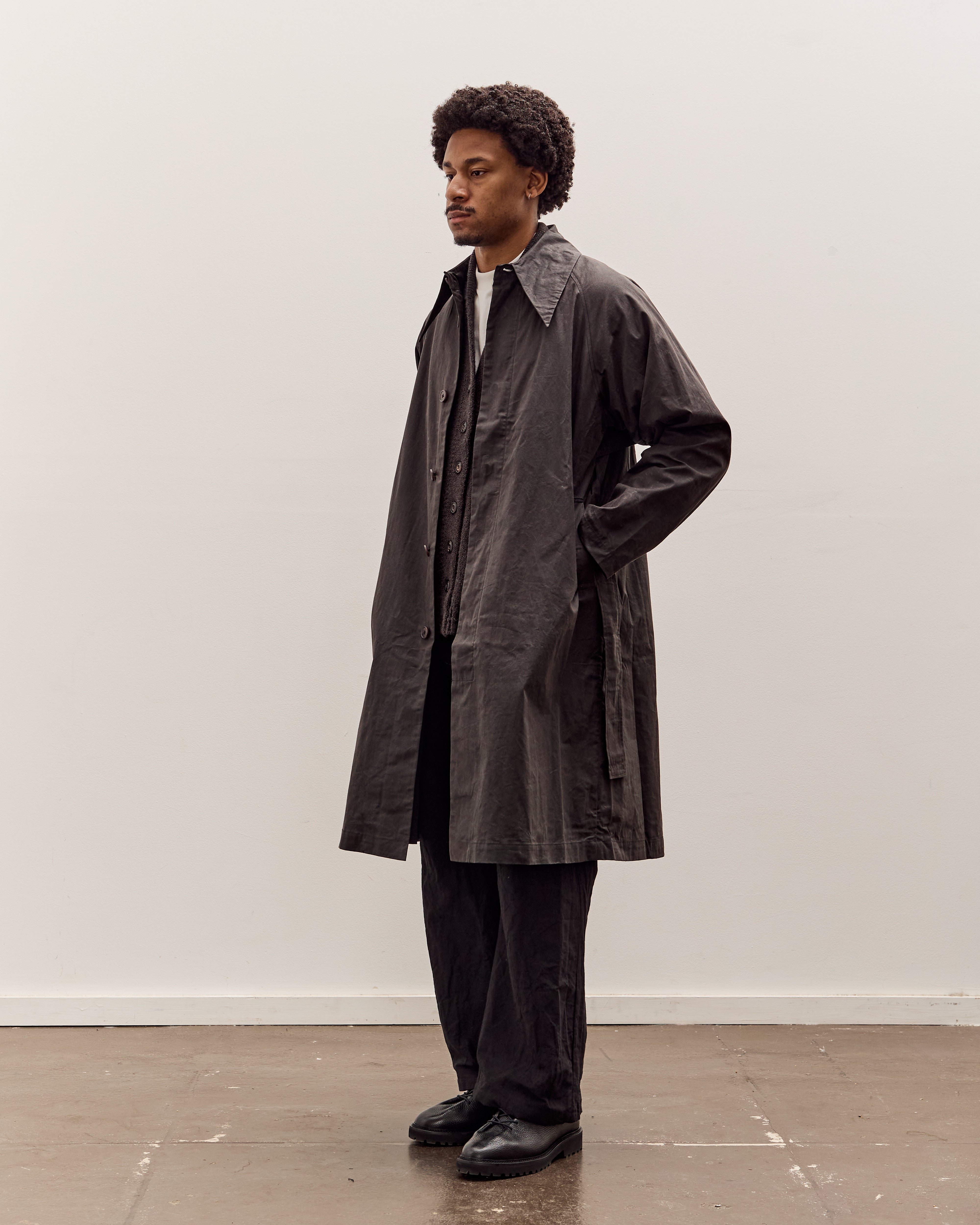 7115 by Szeki Spring Trench Overcoat - Waxed Edition, Charcoal