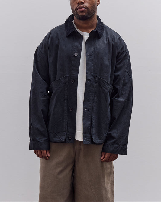 7115 by Szeki Waxed Panel Pockets Shirt Jacket Unisex, Navy Black