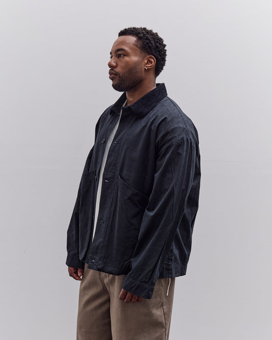 7115 by Szeki Waxed Panel Pockets Shirt Jacket Unisex, Navy Black