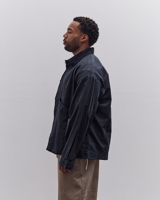 7115 by Szeki Waxed Panel Pockets Shirt Jacket Unisex, Navy Black