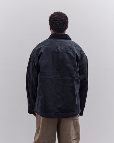 7115 by Szeki Waxed Panel Pockets Shirt Jacket Unisex, Navy Black