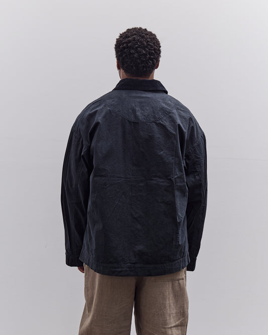 7115 by Szeki Waxed Panel Pockets Shirt Jacket Unisex, Navy Black