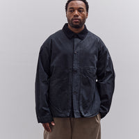 7115 by Szeki Waxed Panel Pockets Shirt Jacket Unisex, Navy Black