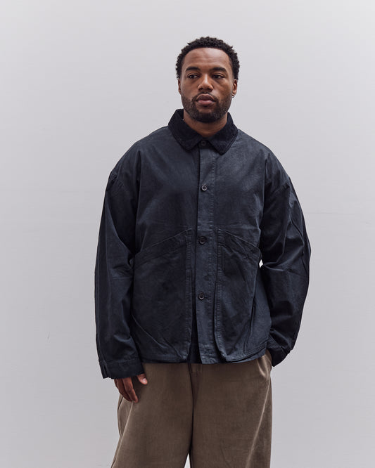 7115 by Szeki Waxed Panel Pockets Shirt Jacket Unisex, Navy Black